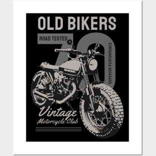 Old Bikers vintage 1970 motorcycle custom Posters and Art